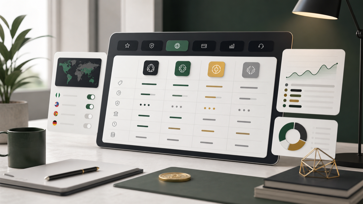 Abstract crypto exchange comparison dashboard