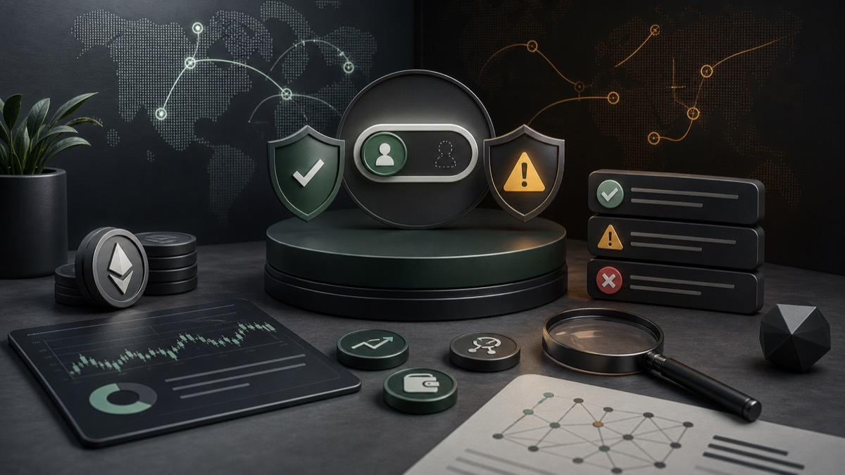 Privacy-focused crypto risk checklist illustration
